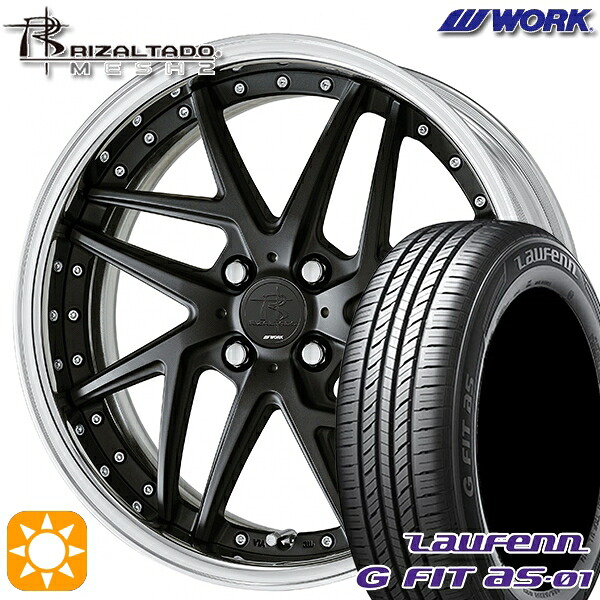 4/20ﾎﾟｲﾝﾄ10倍★195/55R16 87V ラウフェン G FIT as-01 LH42 WORK リザルタード メッシュ2 マットブラック 16インチ 6.0J 4H100 サマータイヤホイールセット