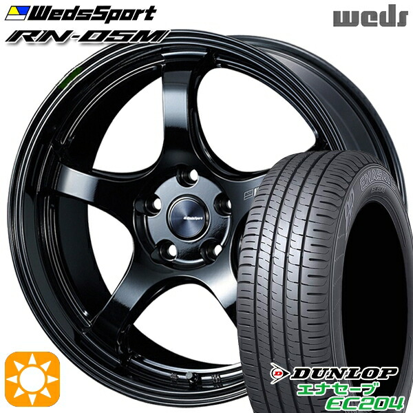 4/10ﾎﾟｲﾝﾄ10倍★C-HR ヴェゼル 225/50R18 95W ダンロップ エナセーブ EC204 Weds ウェッズスポーツ RN05M グロスブラック 18インチ 7.5J 5H114.3 サマータイヤホイールセット