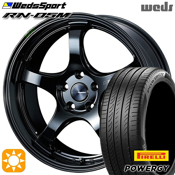 4/10ﾎﾟｲﾝﾄ10倍★クラウン アコード 245/35R19 93Y XL ピレリ パワジー POWERGY Weds ウェッズスポーツ RN05M グロスブラック 19インチ 8.5J 5H114.3 サマータイヤホイールセット