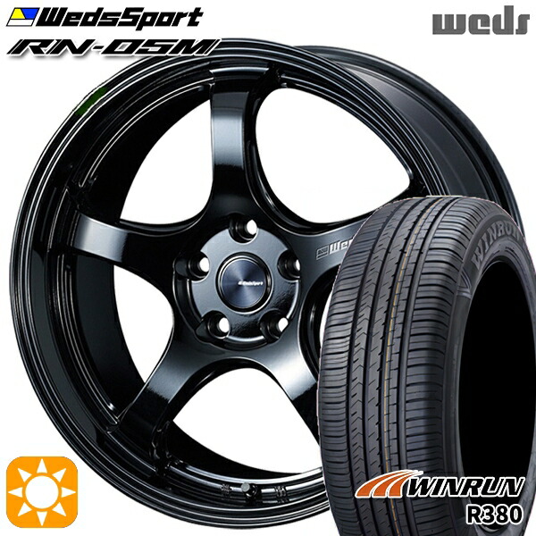 4/10ﾎﾟｲﾝﾄ10倍★マツダ6 エクストレイル 225/60R18 104V XL ウィンラン R380 Weds ウェッズスポーツ RN05M グロスブラック 18インチ 8.0J 5H114.3 サマータイヤホイールセット