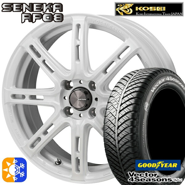 175/60R16 82H グッドイヤー ベクター フォーシーズンズ コーセイ コーセイレーシング セネカ RP08 16インチ 6.0J 4H100 パールホワイト オールシーズンタイヤホイールセット 99,385円