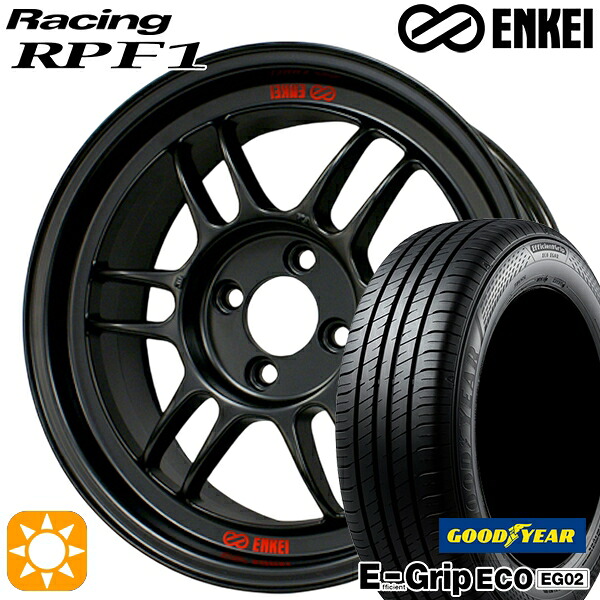 フィット アクア 185/60R15 84H グッドイヤー エフィシェントグリップ EG02 ENKEI エンケイレーシング RPF1 マットブラック 15インチ 7.0J 4H100 サマータイヤホイールセット｜タイヤホイール激安王国