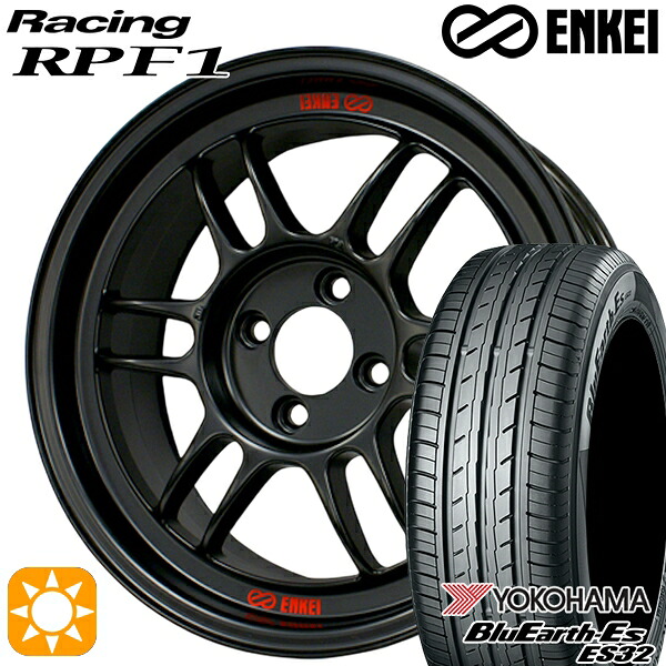 マツダ2 ノート 185/65R15 88S ヨコハマ ブルーアース ES32 ENKEI エンケイレーシング RPF1 マットブラック 15インチ 7.0J 4H100 サマータイヤホイールセット|タイヤホイール激安王国
