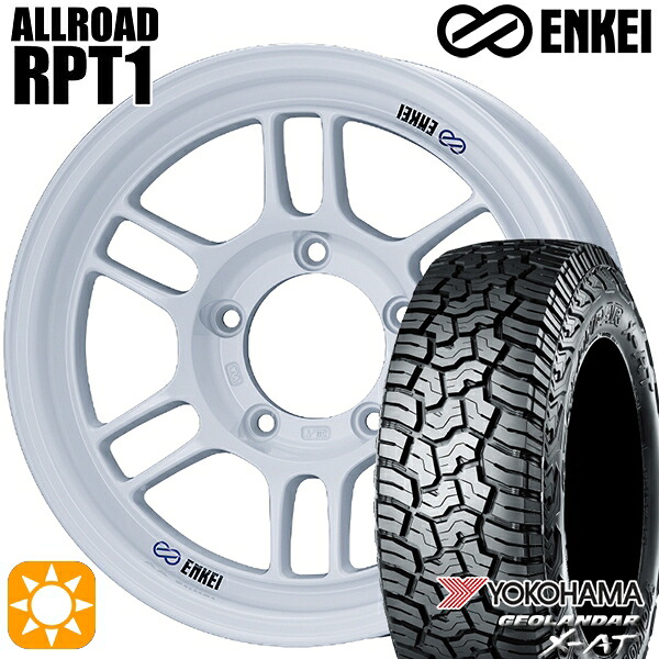 ジムニーシエラ LT215/70R16 100/97Q ヨコハマ ジオランダー X-AT G016 ENKEI エンケイ オールロード RPT1 ホワイト 16インチ 6.0J 5H139.7 サマータイヤホイールセット