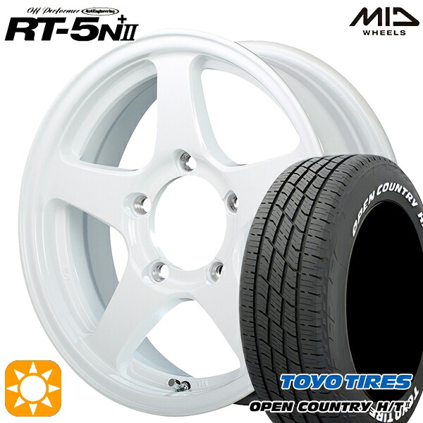 215/70R16 100H トーヨー オープンカントリー H/T2 WL MID オフパフォーマー RT-5N+2 ナチュラスホワイト II 6インチ 5.5J 5H139.7 サマータイヤホイールセット