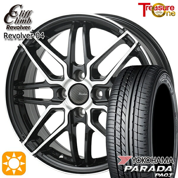 軽トラ 165/55R14C 95/93N ヨコハマ パラダ PA03 トレジャーワン クリフクライム リボルバー04 BP 14インチ 4.5J 4H100+45 サマータイヤホイールセット