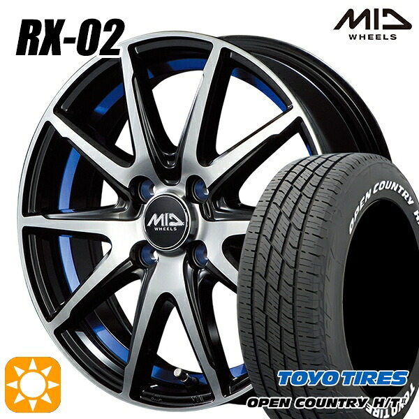 ライズ ロッキー 215/70R16 100H トーヨー オープンカントリー H/T2 WL MID RX02 BKB 16インチ 6.0J 4H100 サマータイヤホイールセット