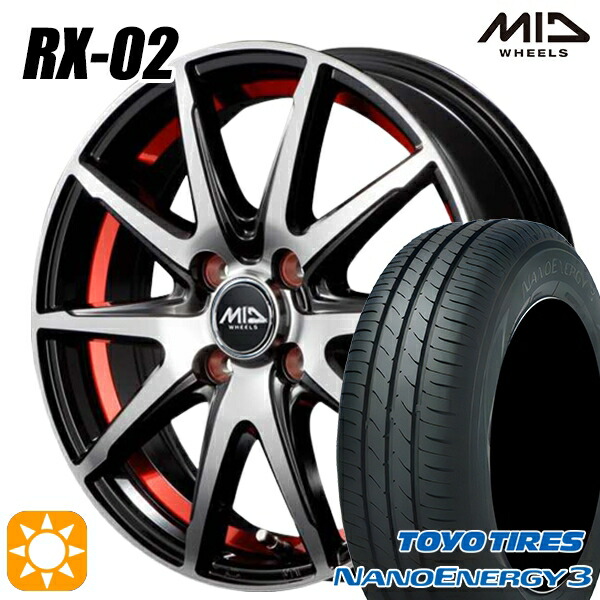 エブリィワゴン 165/60R14 75H トーヨー ナノエナジー3 MID RX02 BKR 14インチ 4.5J 4H100 サマータイヤホイールセット|タイヤホイール激安王国