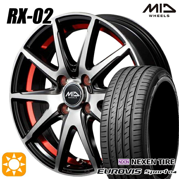 4/10ﾎﾟｲﾝﾄ10倍★165/60R14 75H ロードストーン ユーロビズ Sport 04 MID RX02 BKR 14インチ 4.5J 4H100 サマータイヤホイールセット