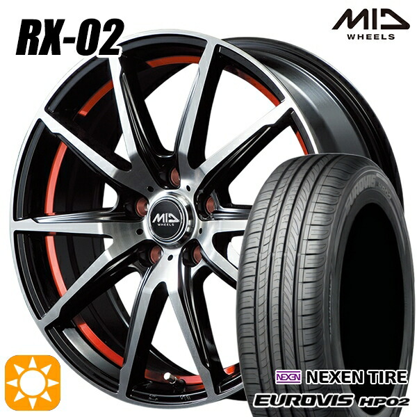 185/65R15 ネクセン ロードストーン ユーロビズ HP02 MID RX02 BKR 15インチ 6.0J 5H114.3 サマータイヤホイールセット