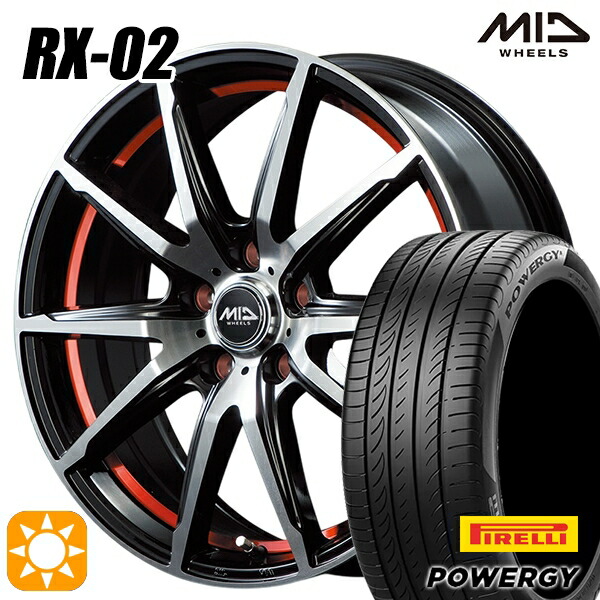 225/45R18 95W XL ピレリ パワジー MID RX02 BKR 18インチ 7.0J 5H114.3 サマータイヤホイールセット