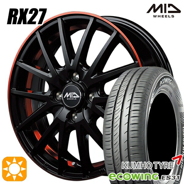 155/65R14 75T クムホ エコウィング ES31 MID RX27 BPR 14インチ 4.5J 4H100 サマータイヤホイールセット|タイヤホイール激安王国