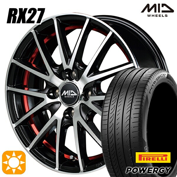 4/20ﾎﾟｲﾝﾄ10倍★フィット アクア 185/60R15 84H ピレリ パワジー MID RX27 BKR 15インチ 5.5J 4H100 サマータイヤホイールセット