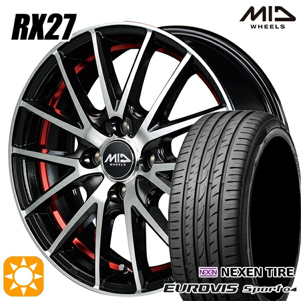 165/60R14 75H ロードストーン ユーロビズ Sport 04 MID RX27 BKR 14インチ 4.5J 4H100 サマータイヤホイールセット