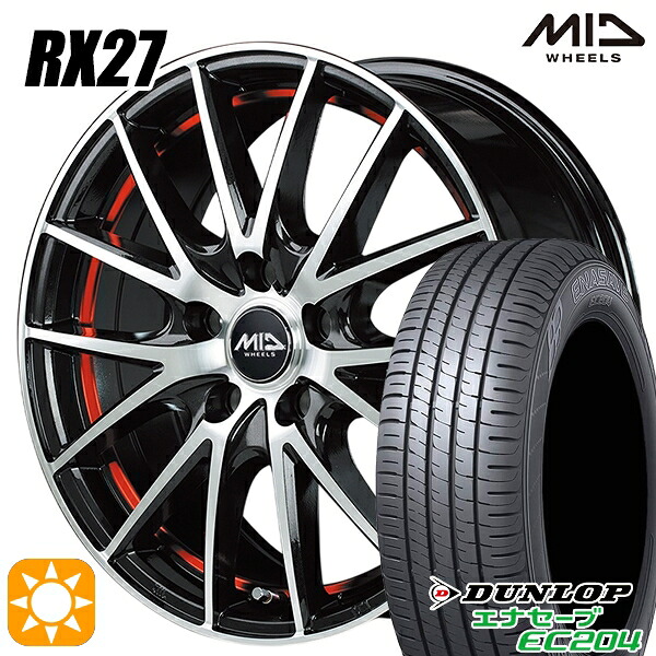 ヴェゼル オデッセイ 215/60R16 95H ダンロップ エナセーブ EC204 MID RX27 BKR 16インチ 6.5J 5H114.3 サマータイヤホイールセット