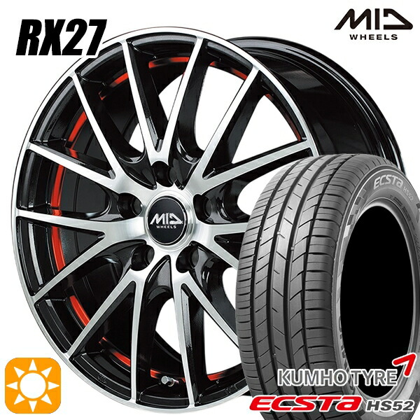 フォレスター 215/60R17 100V XL クムホ エクスタ HS52 MID RX27 BKR 17インチ 7.0J 5H100 サマータイヤホイールセット|タイヤホイール激安王国