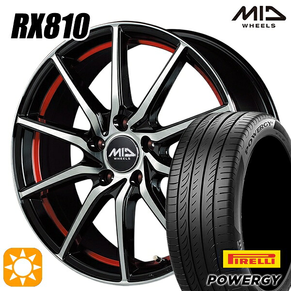 4/10ﾎﾟｲﾝﾄ10倍★205/65R15 94V ピレリ パワジー MID RX810 RX810 BKR 15インチ 6.0J 5H114.3 サマータイヤホイールセット