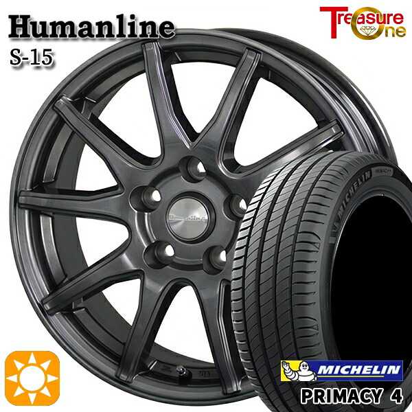 リーフ アクセラ 205/55R16 91W ミシュラン プライマシー4 トレジャーワン ヒューマンライン S15 GM 16インチ 6.5J 5H114.3 サマータイヤホイールセット