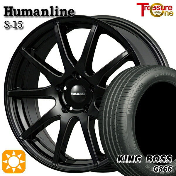 4/10ﾎﾟｲﾝﾄ10倍★C-HR レガシィB4 225/50R18 99W XL キングボス G866 トレジャーワン ヒューマンライン S15 BK 18インチ 8.0J 5H114.3 サマータイヤホイールセット
