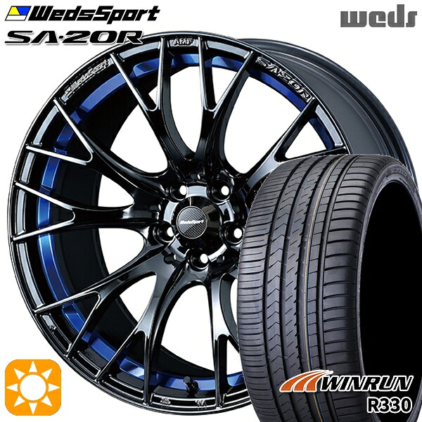 アクア ヤリス 195/45R17 85W XL ウィンラン R330 Weds ウェッズスポーツ SA20R BLCII（ブルーライトクロームツー） 17インチ 7.0J 4H100 サマータイヤホイールセット