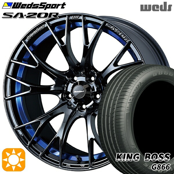 4/10ﾎﾟｲﾝﾄ10倍★225/45R18 95W XL キングボス G866 Weds ウェッズスポーツ SA20R BLCII（ブルーライトクロームツー） 18インチ 7.5J 5H114.3 サマータイヤホイールセット