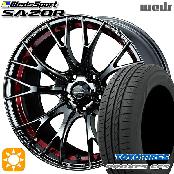 4/10ﾎﾟｲﾝﾄ10倍★マークX スカイライン 225/45R18 95W XL トーヨー プロクセス CF3 Weds ウェッズスポーツ SA20R RLC（レッドライトクローム） 18インチ 8.5J 5H114.3 サマータイヤホイールセット