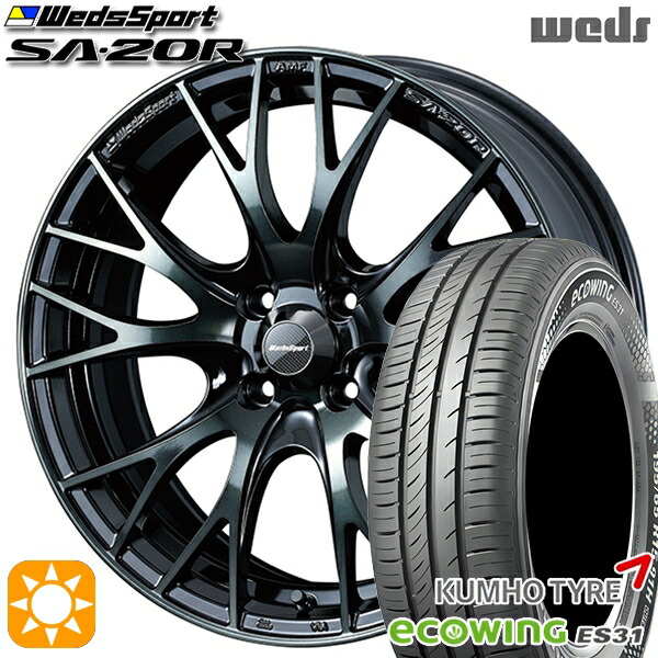 フィット アクア 185/60R15 84H クムホ エコウィング ES31 Weds ウェッズスポーツ SA20R WBC（ウォースブラッククリアー） 15インチ 6.0J 4H100 サマータイヤホイールセット