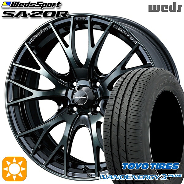 195/45R16 80W トーヨー ナノエナジー3プラス Weds ウェッズスポーツ SA20R WBC（ウォースブラッククリアー） 16インチ 6.5J 4H100 サマータイヤホイールセット｜タイヤホイール激安王国
