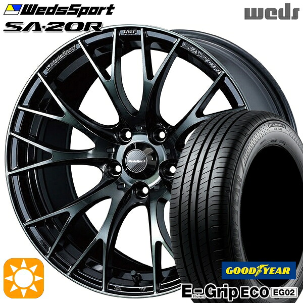 30/50プリウス カローラスポーツ 205/55R16 91V グッドイヤー エフィシェントグリップ EG02 Weds ウェッズスポーツ SA20R WBC（ウォースブラッククリアー） 16インチ 7.0J 5H100 サマータイヤホイールセット｜タイヤホイール激安王国