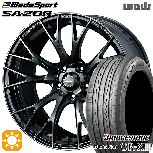 4/10ﾎﾟｲﾝﾄ10倍★アウトランダー エクストレイル 225/55R18 102V XL ブリヂストン レグノ GRX3 Weds ウェッズスポーツ SA20R WBC（ウォースブラッククリアー） 18インチ 8.5J 5H114.3 サマータイヤホイールセット