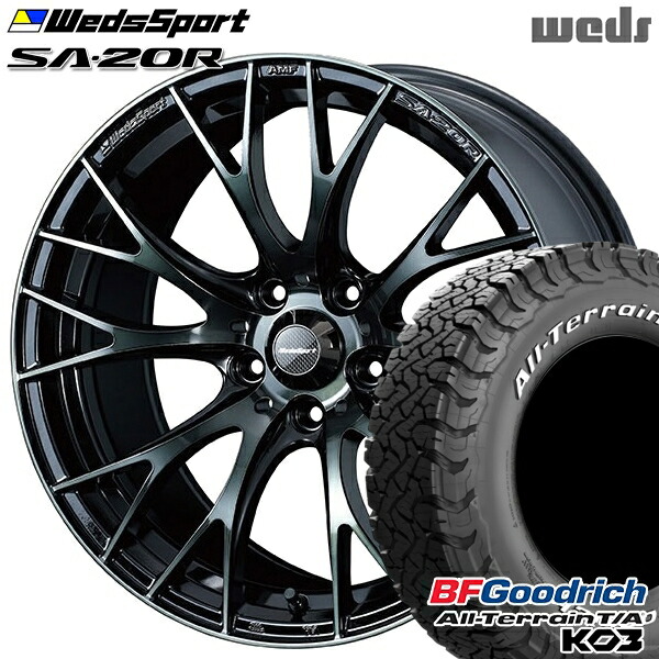 225/70R16 102/99S RWL BFグッドリッチ オールテレーン T/A KO3 Weds ウェッズスポーツ SA20R WBC(ウォースブラッククリアー) 16インチ 7.0J 5H114.3 サマータイヤホイールセット|タイヤホイール激安王国