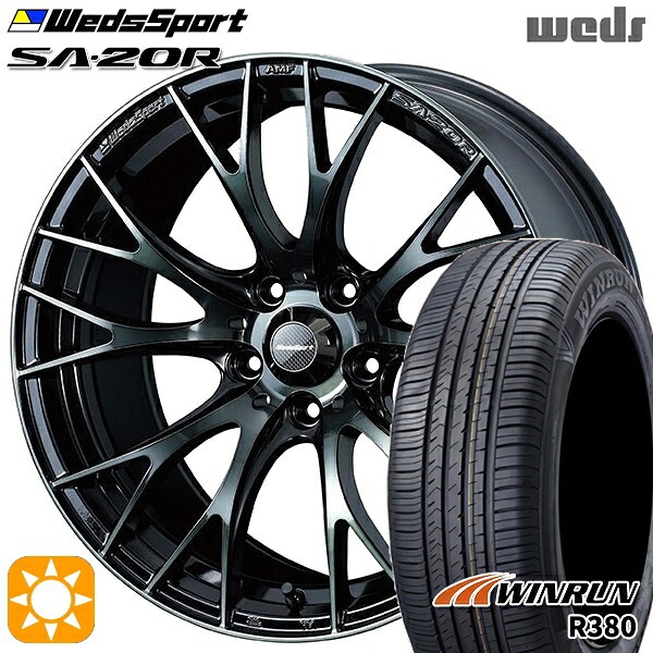 プリウスα ストリーム 205/60R16 92H ウィンラン R380 Weds ウェッズスポーツ SA20R WBC（ウォースブラッククリアー） 16インチ 7.0J 5H114.3 サマータイヤホイールセット