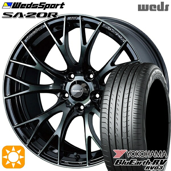 ヴェゼル レガシィ 225/60R18 100H ヨコハマ ブルーアース RV03 Weds ウェッズスポーツ SA20R WBC（ウォースブラッククリアー） 18インチ 7.5J 5H114.3 サマータイヤホイールセット
