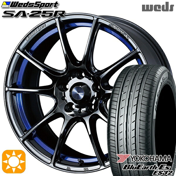 アクア ヤリス 205/40R17 84V XL ヨコハマ ブルーアース ES32 Weds ウェッズスポーツ SA25R BLCII（ブルーライトクロームツー） 17インチ 7.0J 4H100 サマータイヤホイールセット