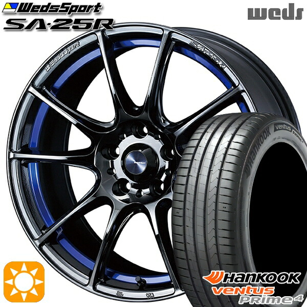 215/50R17 95W XL ハンコック ベンタスプライム4 K135 Weds ウェッズスポーツ SA25R BLCII(ブルーライトクロームツー) 17インチ 7.5J 5H100 サマータイヤホイールセット|タイヤホイール激安王国