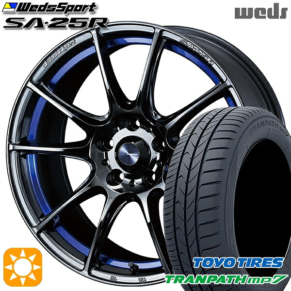 4/20ﾎﾟｲﾝﾄ10倍★215/60R17 96H トーヨー トランパス mp7 Weds ウェッズスポーツ SA25R BLCII（ブルーライトクロームツー） 17インチ 7.5J 5H114.3 サマータイヤホイールセット
