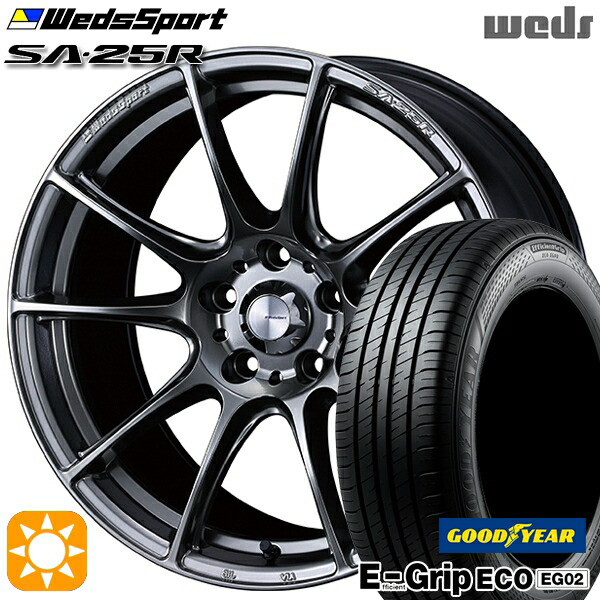 4/20ﾎﾟｲﾝﾄ10倍★30/50プリウス カローラスポーツ 205/55R16 91V グッドイヤー エフィシェントグリップ EG02 Weds ウェッズスポーツ SA25R PSB (プラチナシルバーブラック) 16インチ 7.0J 5H100 サマータイヤホイールセット 86,020円