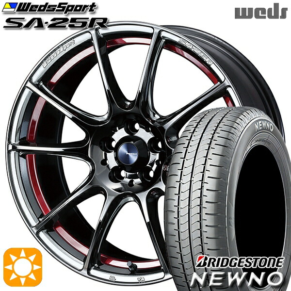 4/10ﾎﾟｲﾝﾄ10倍★195/45R17 81W ブリヂストン ニューノ Weds ウェッズスポーツ SA25R RLC (レッドライトクローム) 17インチ 7.0J 4H100 サマータイヤホイールセット