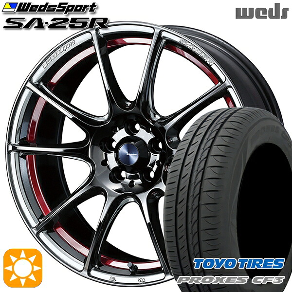 4/10ﾎﾟｲﾝﾄ10倍★マークX スカイライン 225/45R18 95W XL トーヨー プロクセス CF3 Weds ウェッズスポーツ SA25R RLC (レッドライトクローム) 18インチ 7.5J 5H114.3 サマータイヤホイールセット