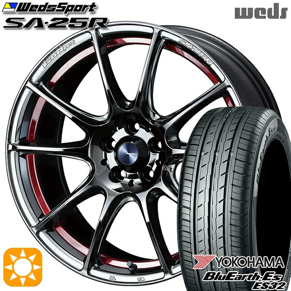 4/10ﾎﾟｲﾝﾄ10倍★215/45R18 93W ヨコハマ ブルーアース ES32 Weds ウェッズスポーツ SA25R RLC (レッドライトクローム) 18インチ 7.5J 5H114.3 サマータイヤホイールセット