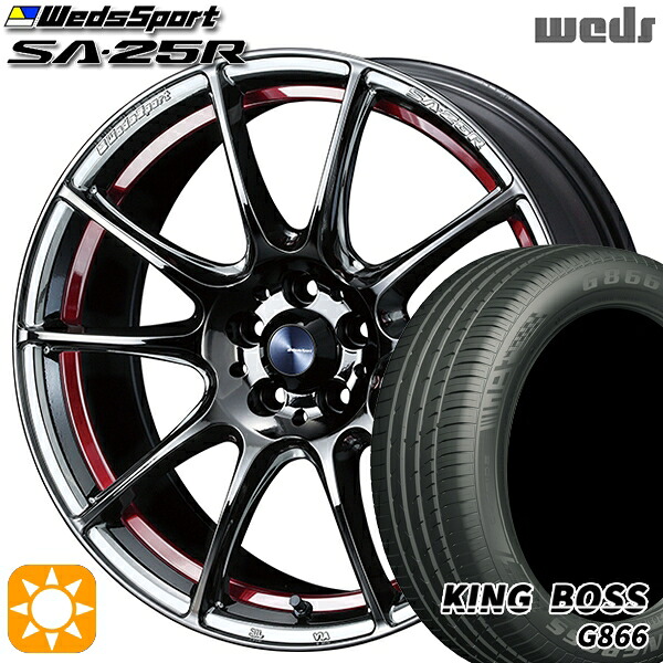 225/45R18 95W XL キングボス G866 Weds ウェッズスポーツ SA25R RLC (レッドライトクローム) 18インチ 8.0J 5H114.3 サマータイヤホイールセット