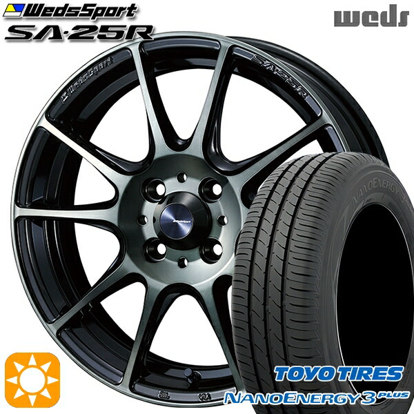 195/45R16 80W トーヨー ナノエナジー3プラス Weds ウェッズスポーツ SA25R WBC (ウォースブラッククリアー) 16インチ 6.5J 4H100 サマータイヤホイールセット