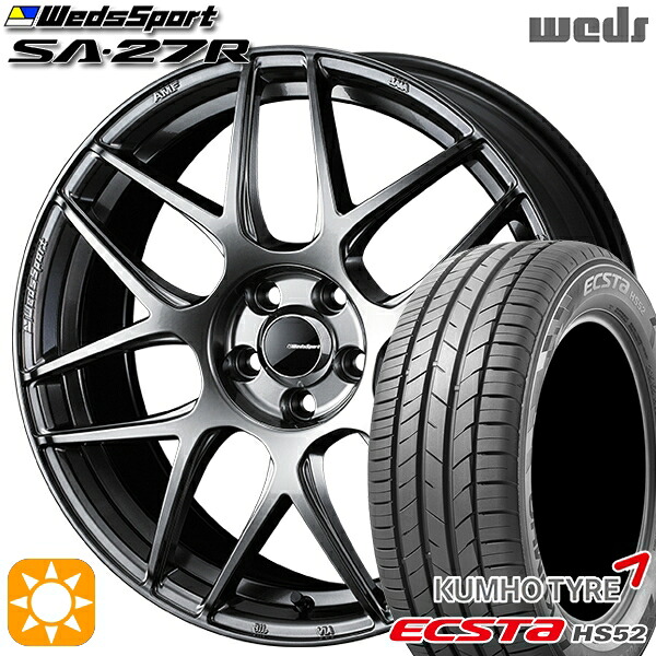 215/60R17 100V XL クムホ エクスタ HS52 Weds ウェッズスポーツ SA27R PSB（プラチナシルバーブラック） 17インチ 7.0J 5H114.3 サマータイヤホイールセット