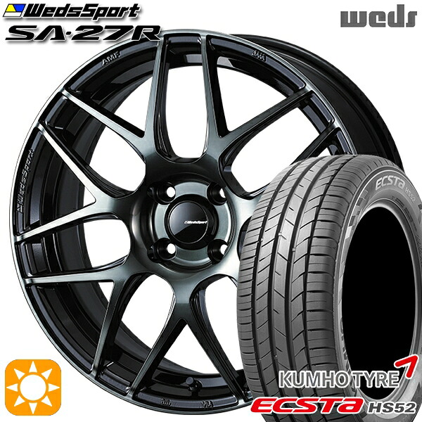 185/55R16 83V クムホ エクスタ HS52 Weds ウェッズスポーツ SA27R WBC(ウォースブラッククリアー) 16インチ 6.5J 4H100 サマータイヤホイールセット|タイヤホイール激安王国