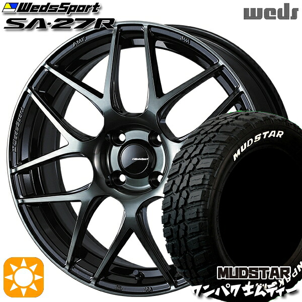 185/60R15 88S WL マッドスター ワンパク M/T ホワイトレター Weds ウェッズスポーツ SA27R WBC（ウォースブラッククリアー） 15インチ 6.0J 4H100 サマータイヤホイールセット