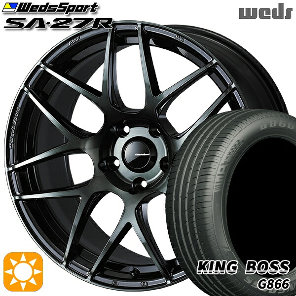 205/50R17 93W XL キングボス G866 Weds ウェッズスポーツ SA27R WBC(ウォースブラッククリアー) 17インチ 7.0J 5H100 サマータイヤホイールセット|タイヤホイール激安王国