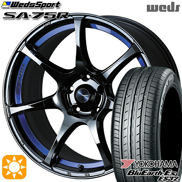 4/10ﾎﾟｲﾝﾄ10倍★スイフト 215/40R17 87V XL ヨコハマ ブルーアース ES32 Weds ウェッズスポーツ SA75R BLCII（ブルーライトクロームツー） 17インチ 6.5J 4H100 サマータイヤホイールセット