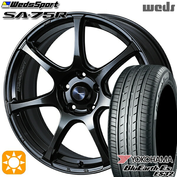 225/45R18 95W XL ヨコハマ ブルーアース ES32 Weds ウェッズスポーツ SA75R HBCII (ハイパーブラッククリアツー 18インチ 8.0J 5H114.3 サマータイヤホイールセット
