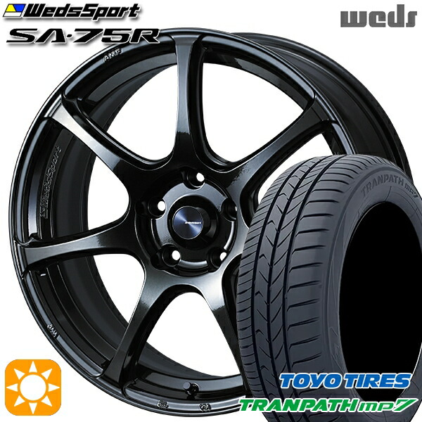 215/55R17 94V トーヨー トランパス mp7 Weds ウェッズスポーツ SA75R HBCII (ハイパーブラッククリアツー 17インチ 7.0J 5H114.3 サマータイヤホイールセット