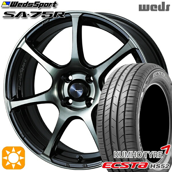 185/55R16 83V クムホ エクスタ HS52 Weds ウェッズスポーツ SA75R WBC (ウォースブラッククリアー) 16インチ 6.5J 4H100 サマータイヤホイールセット|タイヤホイール激安王国